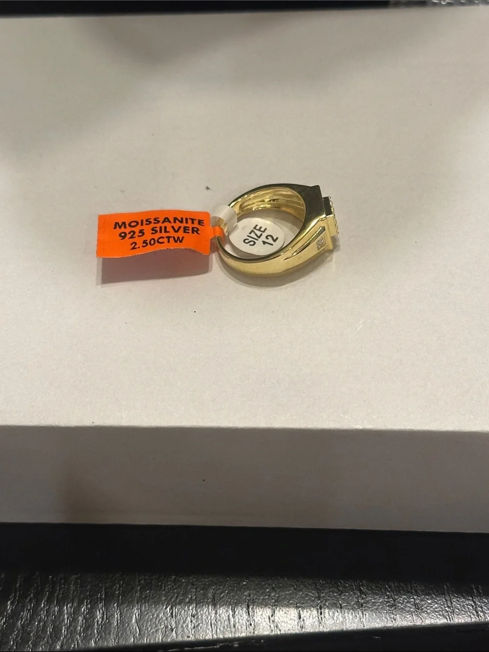 Gold Square Signet Ring for Men - Gold 925 Silver, 2.50 CTW  Moissanite Sz12